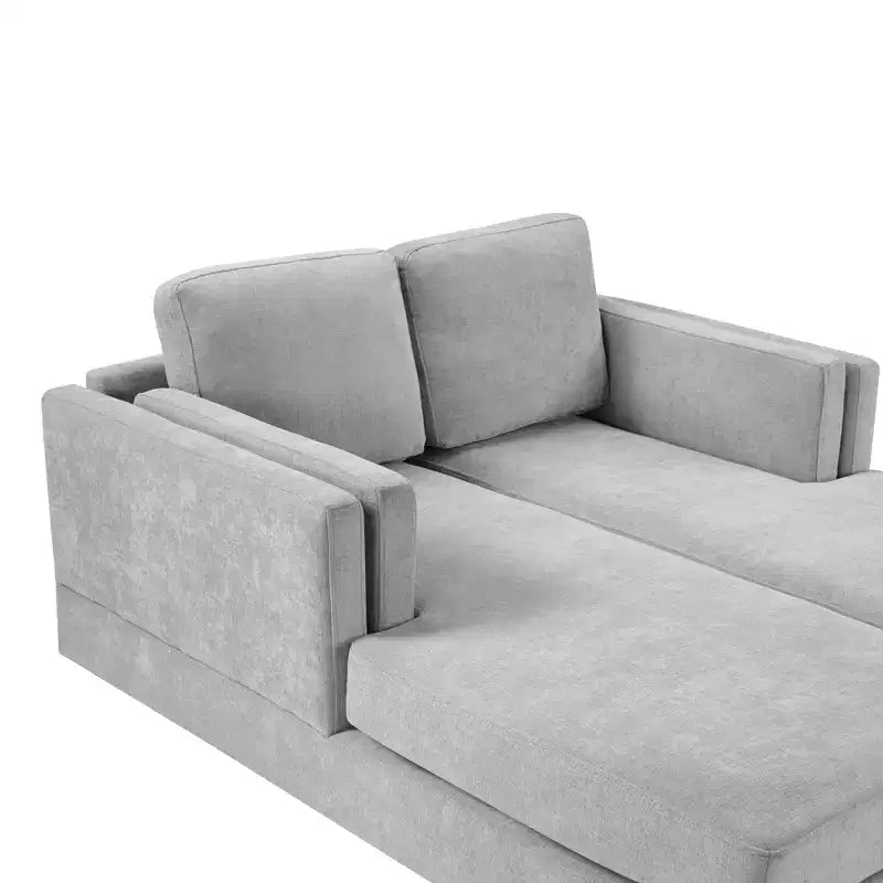 Moderna chaise longue a 2 posti (53.5") rivestita in ciniglia con configurazione convertibile