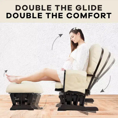 Sedia a dondolo da asilo nido con pouf per allattamento e relax, tasche portaoggetti