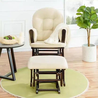 Sedia a dondolo da asilo nido con pouf per allattamento e relax, tasche portaoggetti