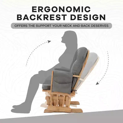 Sedia a dondolo da asilo nido con pouf per allattamento e relax, tasche portaoggetti