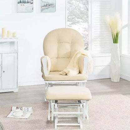 Sedia a dondolo da asilo nido con pouf per allattamento e relax, tasche portaoggetti
