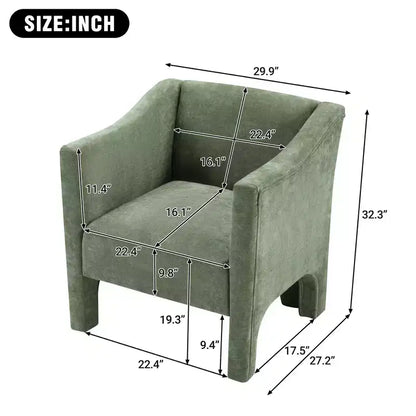 Poltrona di design moderna in ciniglia con schienale avvolgente e braccioli integrati