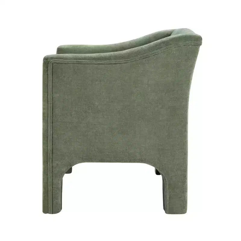 Poltrona di design moderna in ciniglia con schienale avvolgente e braccioli integrati