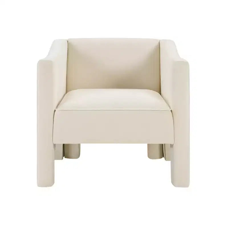Poltrona di design moderna in ciniglia con schienale avvolgente e braccioli integrati