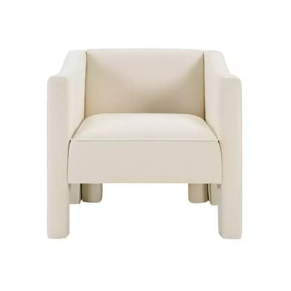 Poltrona di design moderna in ciniglia con schienale avvolgente e braccioli integrati
