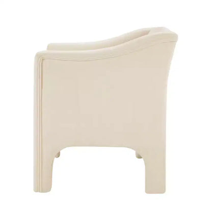Poltrona di design moderna in ciniglia con schienale avvolgente e braccioli integrati