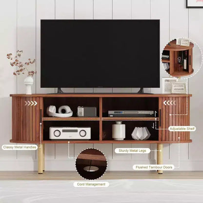 Mobile TV da 47,2" con ante scorrevoli e contenitore, consolle multimediale in legno, adatto per TV fino a 80"