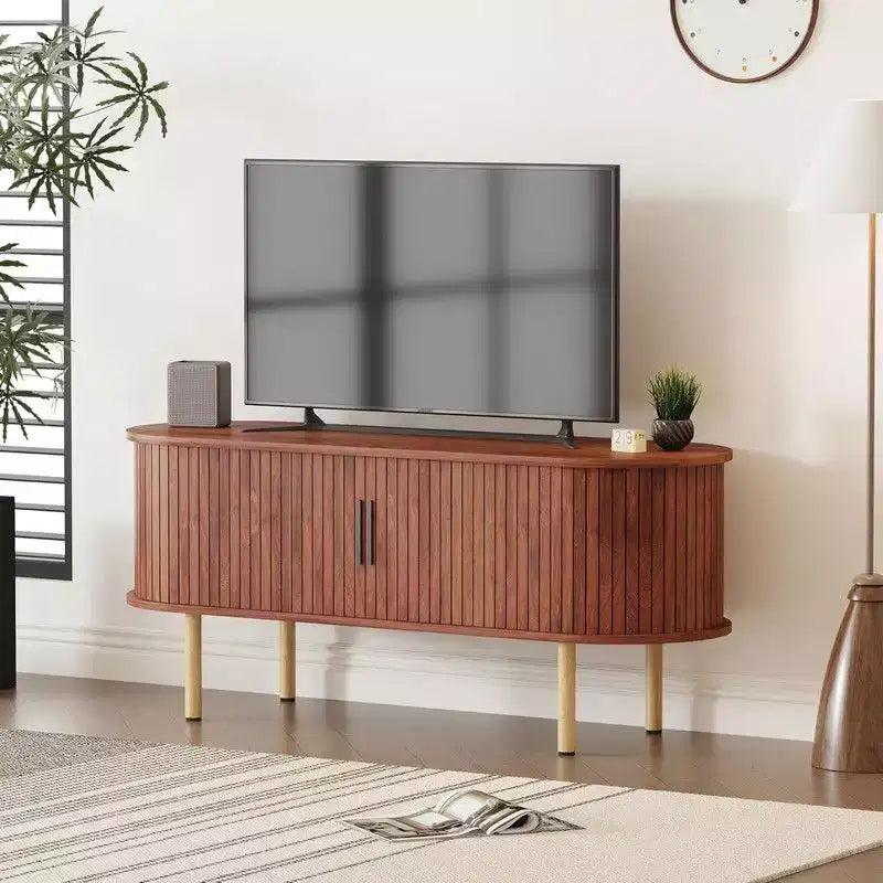 Mobile TV da 47,2" con ante scorrevoli e contenitore, consolle multimediale in legno, adatto per TV fino a 80"