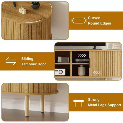 Mobile TV da 47,2" con ante scorrevoli e contenitore, consolle multimediale in legno, adatto per TV fino a 80"