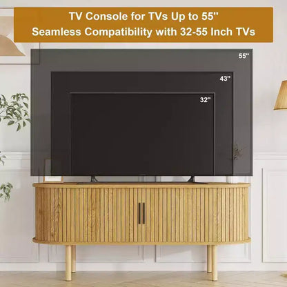 Mobile TV da 47,2" con ante scorrevoli e contenitore, consolle multimediale in legno, adatto per TV fino a 80"