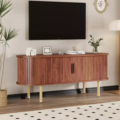 Mobile TV da 47,2" con ante scorrevoli e contenitore, consolle multimediale in legno, adatto per TV fino a 80"