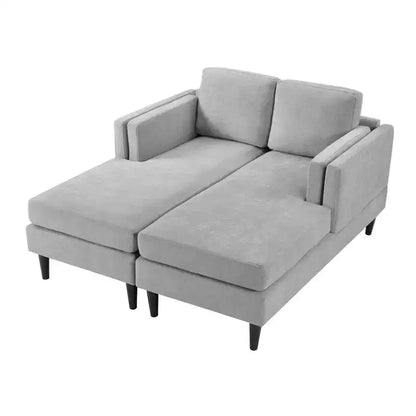 Moderna chaise longue a 2 posti (53.5") rivestita in ciniglia con configurazione convertibile
