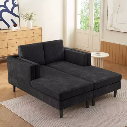 Moderna chaise longue a 2 posti (53.5") rivestita in ciniglia con configurazione convertibile