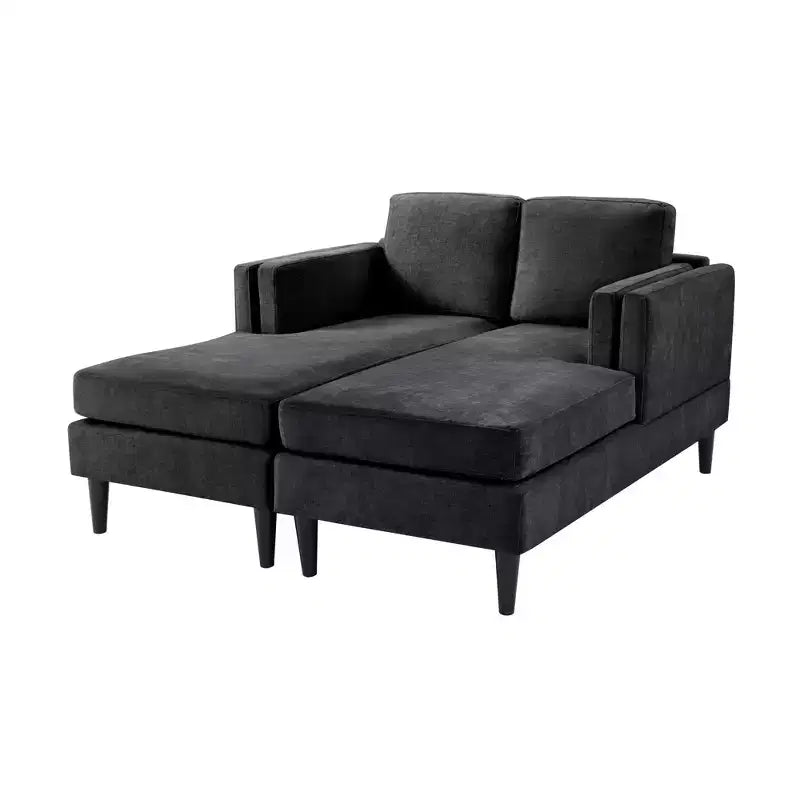 Moderna chaise longue a 2 posti (53.5") rivestita in ciniglia con configurazione convertibile