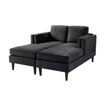 Moderna chaise longue a 2 posti (53.5") rivestita in ciniglia con configurazione convertibile