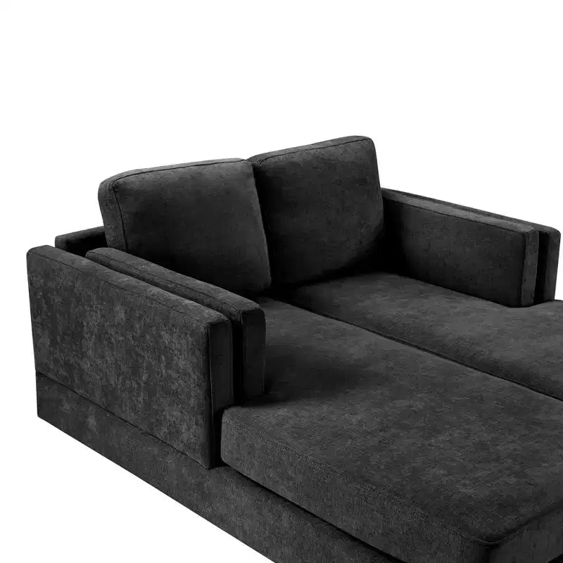 Moderna chaise longue a 2 posti (53.5") rivestita in ciniglia con configurazione convertibile
