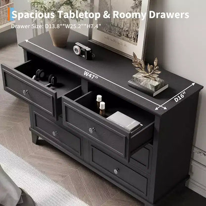 Cassettiera da Fattoria a 6 Cassetti Bianca con Maniglie Vintage, Porta TV a Doppio Uso