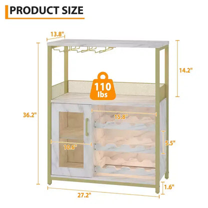 Mobile Bar per Vino con Portabottiglie, Portabicchieri e Anta a Rete, Credenza Industriale