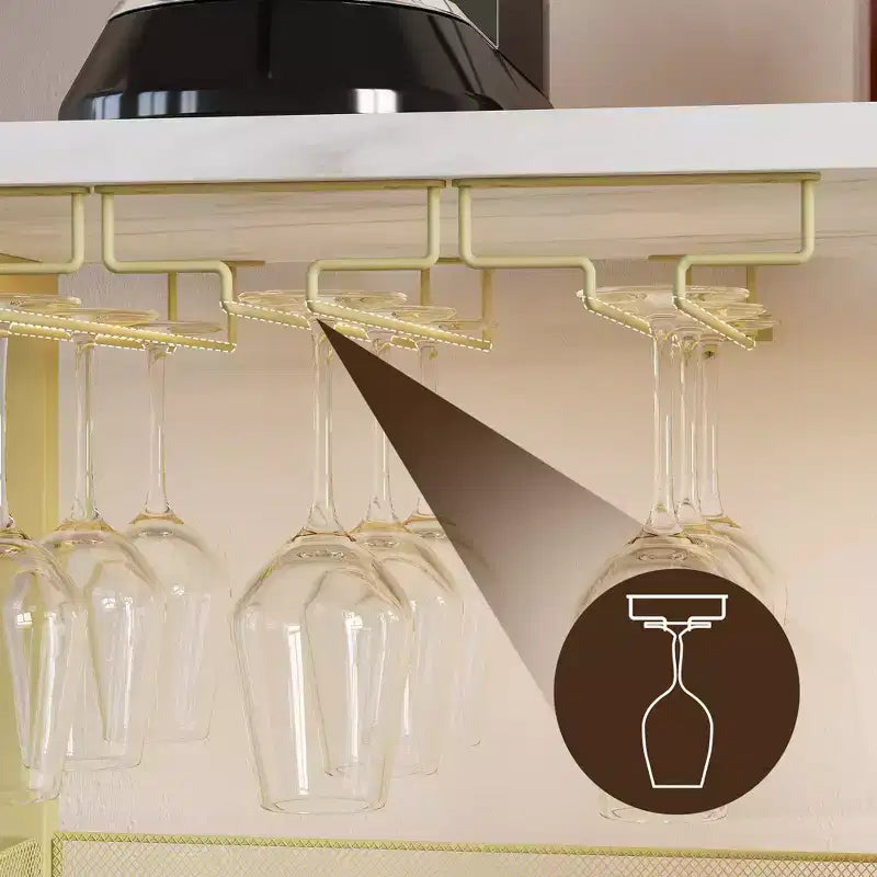 Mobile Bar per Vino con Portabottiglie, Portabicchieri e Anta a Rete, Credenza Industriale
