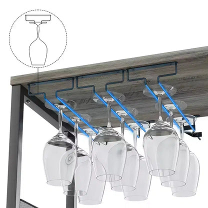 Mobile Bar per Vino con Portabottiglie, Portabicchieri e Anta a Rete, Credenza Industriale