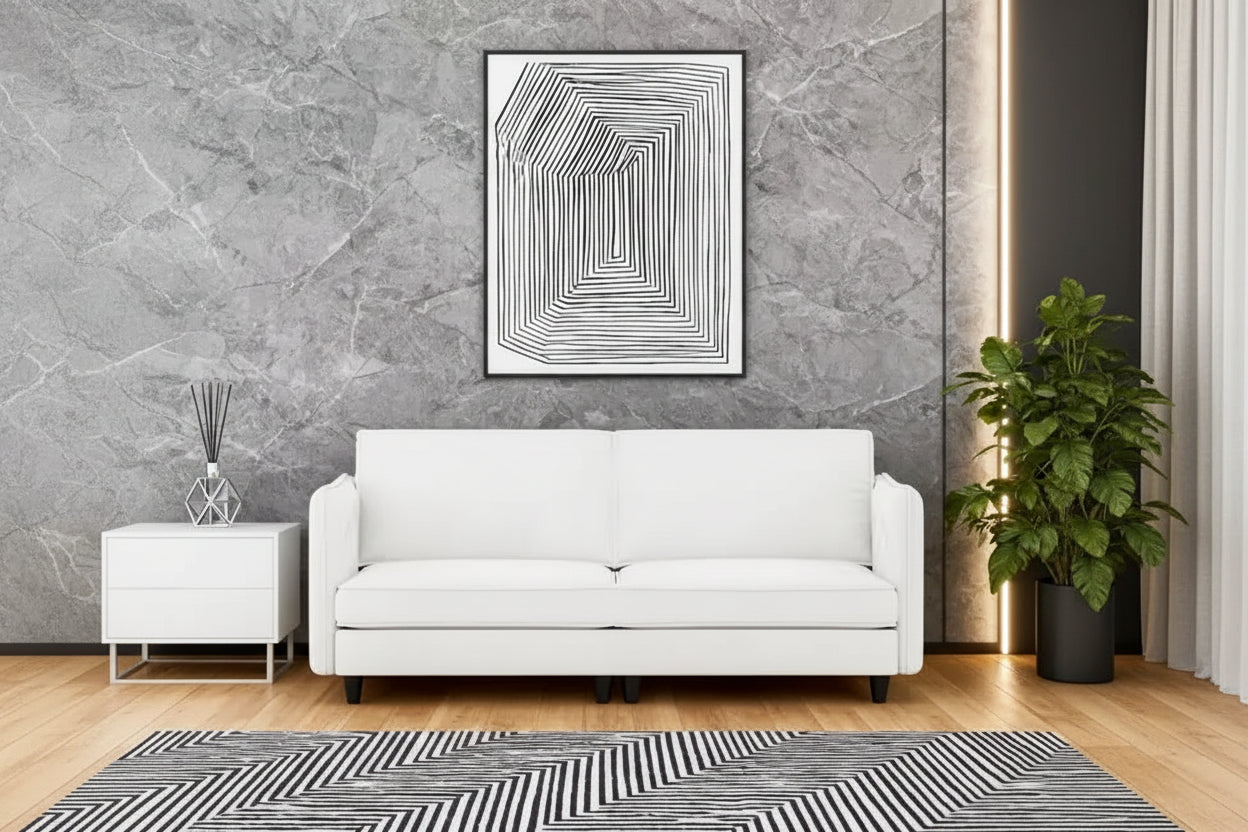 Homy Casa Modern Loveseat Sofa with Slim Armrests and Soft Cushions, for Living Room, Bedroom or Apartment, White