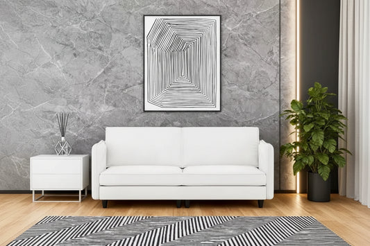 Homy Casa Modern Loveseat Sofa with Slim Armrests and Soft Cushions, for Living Room, Bedroom or Apartment, White