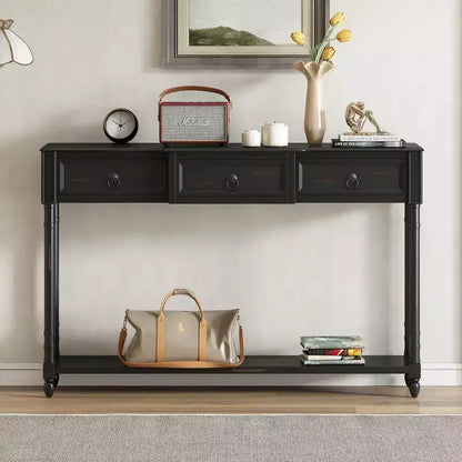 Okak 52IN Vintage Console Table, Entryway Table with 3 Drawers and 1 Large Shelf, Hallway Table for Living Room, Entryway, Foyer
