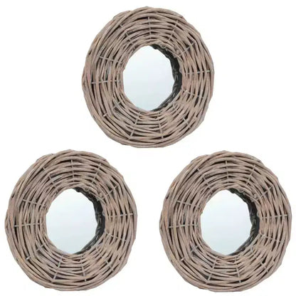 Mirror Natural Rattan Wicker 5.9 in Diameter Wall mounting