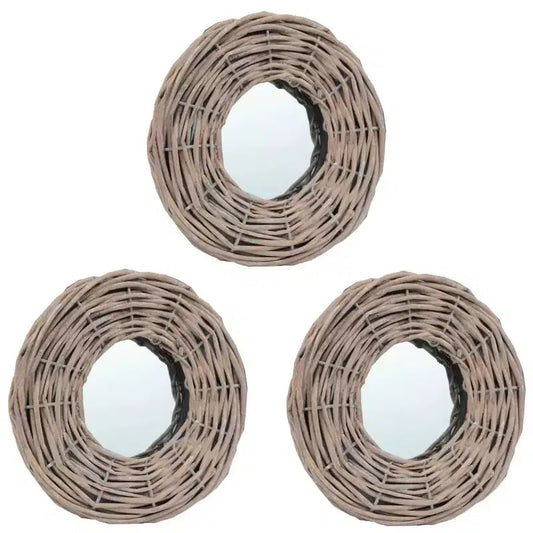 Mirror Natural Rattan Wicker 5.9 in Diameter Wall mounting