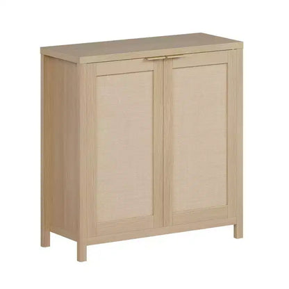 Credenza in Rattan Indipendente con Ripiani Regolabili, Mobile Moderno per Soggiorno e Sala da Pranzo