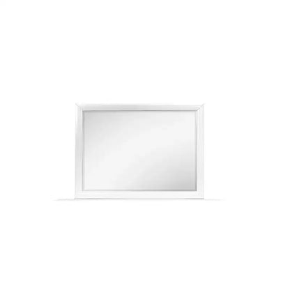 Specchio da parete con cornice bianca dal design contemporaneo e semplice, elemento d'arredo per la camera da letto