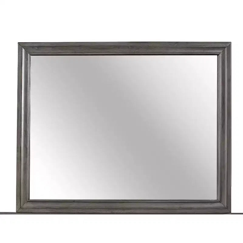 HomeStock Modern Seville Mirror in Grey Finish  Sleek Wooden Trim Mirror for Bedroom or Dressing Space