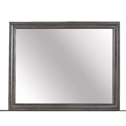 HomeStock Modern Seville Mirror in Grey Finish  Sleek Wooden Trim Mirror for Bedroom or Dressing Space