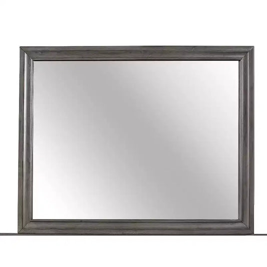 HomeStock Modern Seville Mirror in Grey Finish  Sleek Wooden Trim Mirror for Bedroom or Dressing Space