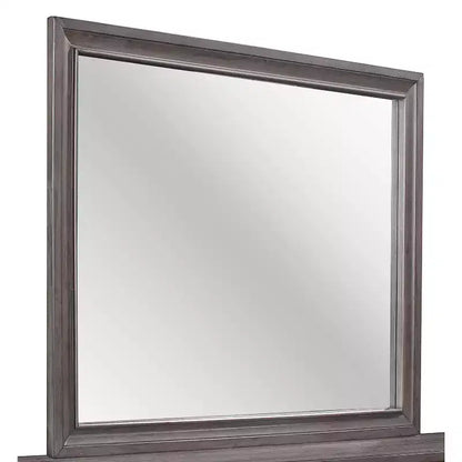 Specchio da parete Modern Seville con elegante bordo in legno, finitura grigia