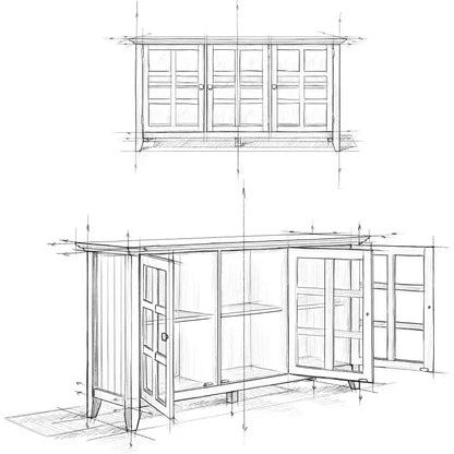Armadio multiuso in legno con 3 ante e 3 ripiani, 34"H x 62"W