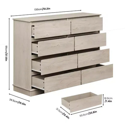 Cassettiera moderna per camera da letto con 8 cassetti, mobile contenitore in legno per armadioComò largo
