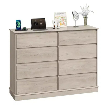 Cassettiera moderna per camera da letto con 8 cassetti, mobile contenitore in legno per armadioComò largo