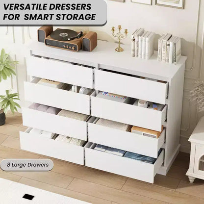 Cassettiera moderna per camera da letto con 8 cassetti, mobile contenitore in legno per armadioComò largo