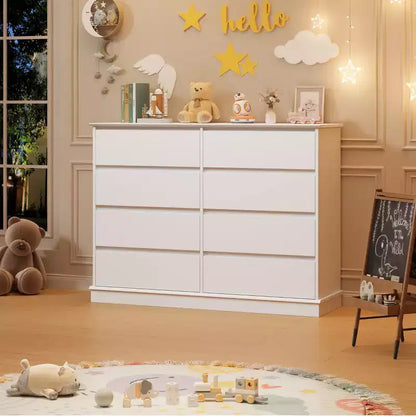 Cassettiera moderna per camera da letto con 8 cassetti, mobile contenitore in legno per armadioComò largo