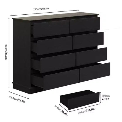 Cassettiera moderna per camera da letto con 8 cassetti, mobile contenitore in legno per armadioComò largo