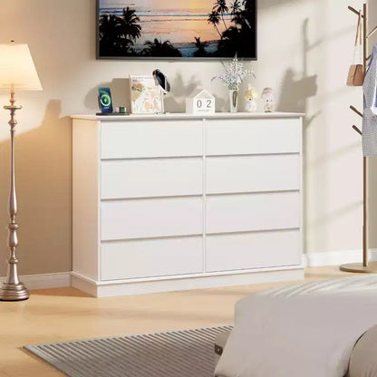 Cassettiera moderna per camera da letto con 8 cassetti, mobile contenitore in legno per armadioComò largo