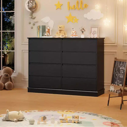 Cassettiera moderna per camera da letto con 8 cassetti, mobile contenitore in legno per armadioComò largo