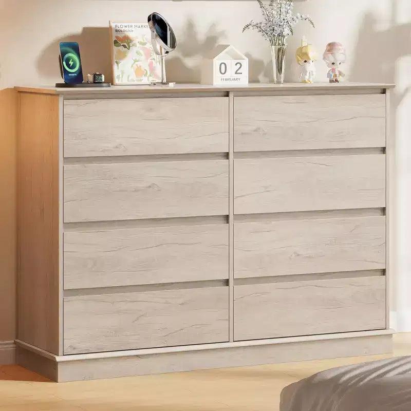 Cassettiera moderna per camera da letto con 8 cassetti, mobile contenitore in legno per armadioComò largo