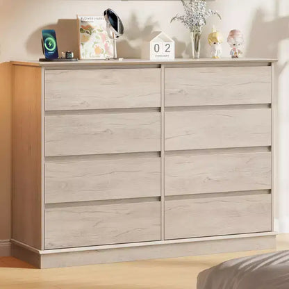 Cassettiera moderna per camera da letto con 8 cassetti, mobile contenitore in legno per armadioComò largo