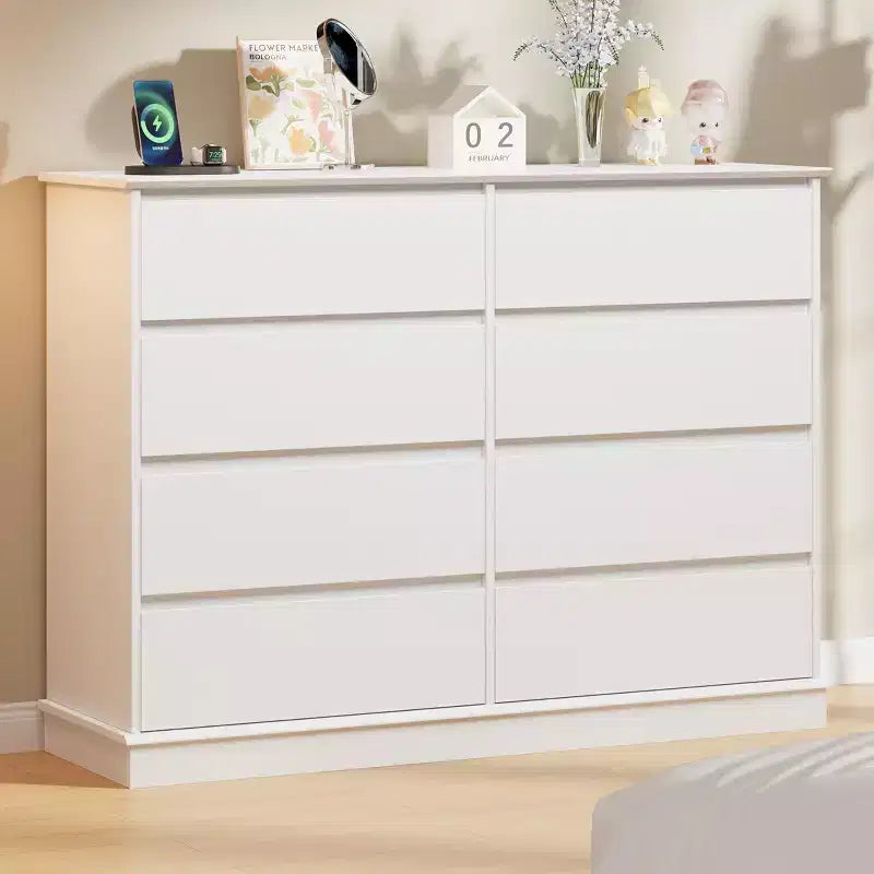 Cassettiera moderna per camera da letto con 8 cassetti, mobile contenitore in legno per armadioComò largo