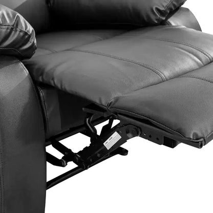 Divano Reclinabile Elettrico, Pelle Traspirante, 3 Posti con Contenitore e Tavolino Reversibile