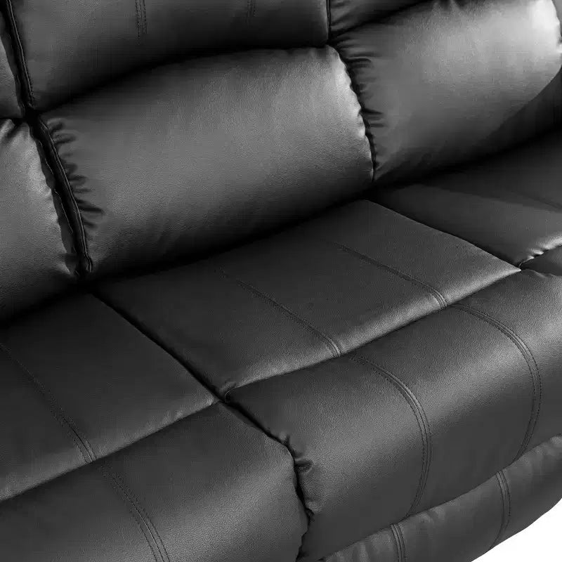 Divano Reclinabile Elettrico, Pelle Traspirante, 3 Posti con Contenitore e Tavolino Reversibile