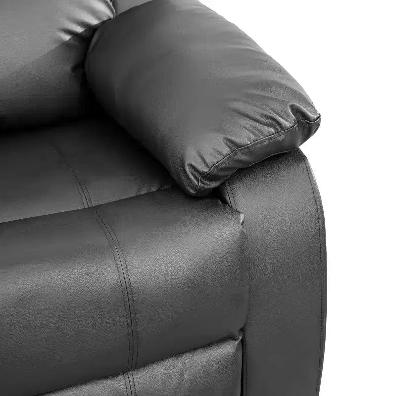Divano Reclinabile Elettrico, Pelle Traspirante, 3 Posti con Contenitore e Tavolino Reversibile