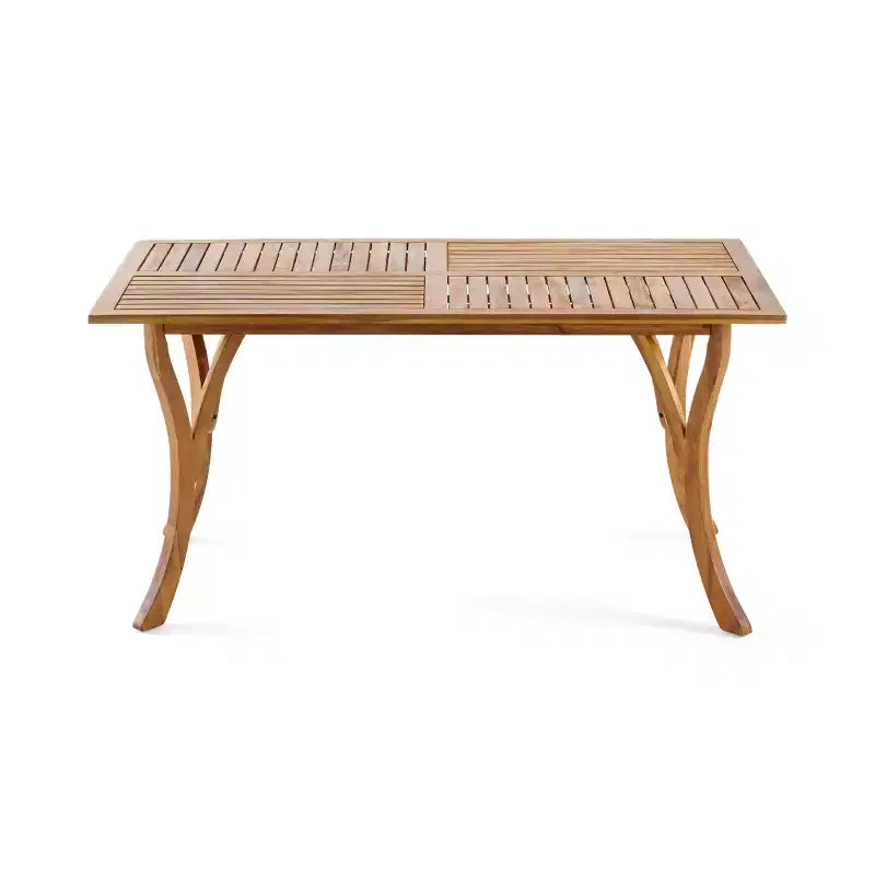 Tavolo da pranzo rettangolare moderno in legno da 150 cm con gambe stabili, in teak, 6 posti a sedere